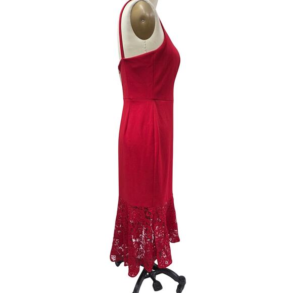 Aidan Mattox Red Crepe & Lace Cocktail Dress NWT Sz 12 - Picture 5 of 10
